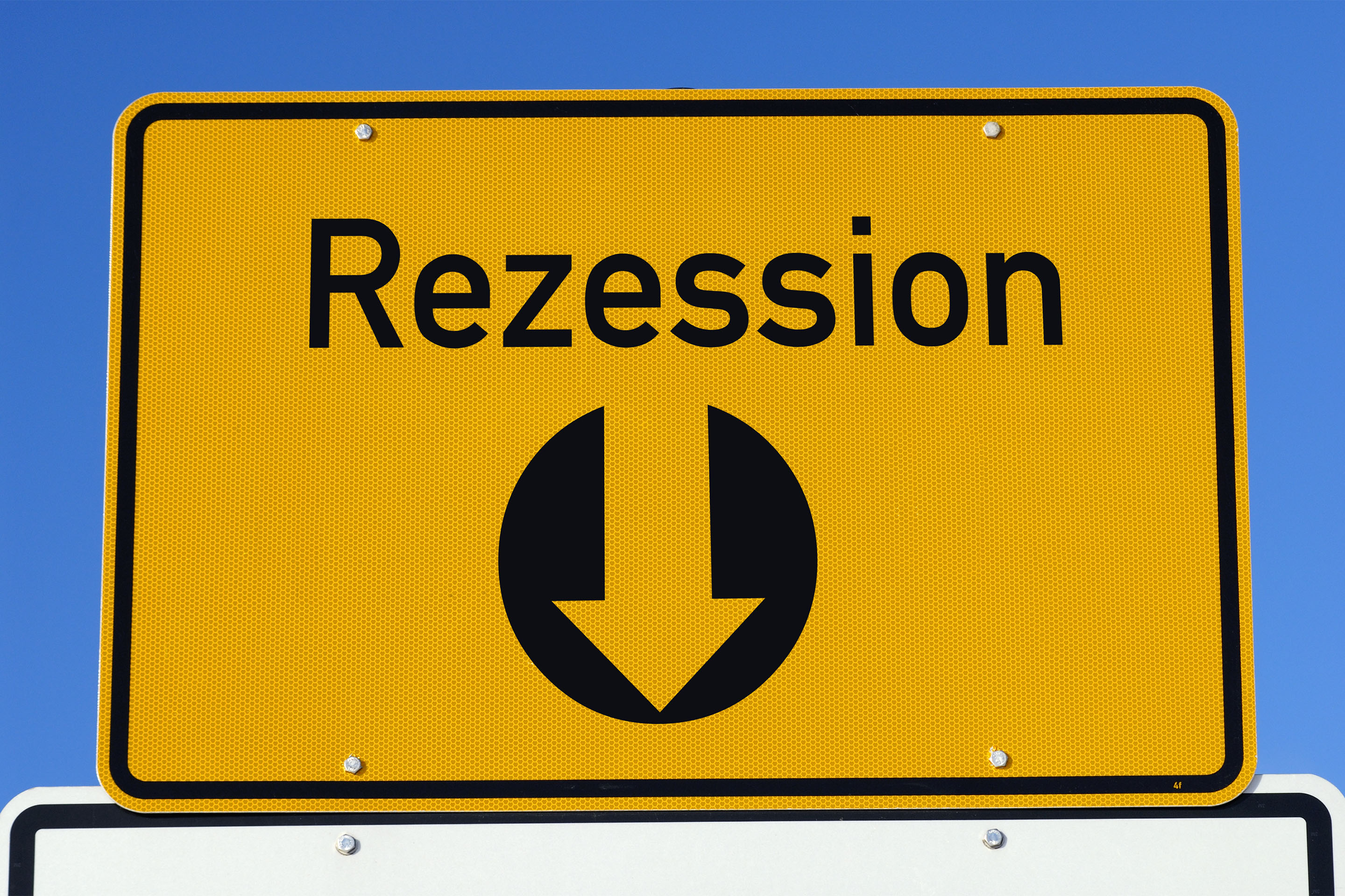Ortsschild Rezession - Konjunkturindikator