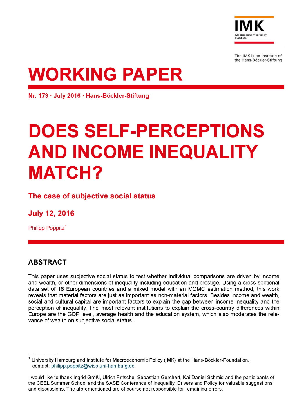 Does self-perceptions and income inequality match?